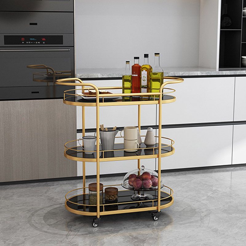 Modern Open Storage Kitchen Trolley Dining Room Rolling Prep Table