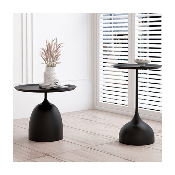 Mid-Century Modern Iron 2 Piece Bunching Tables with Pedestal Base