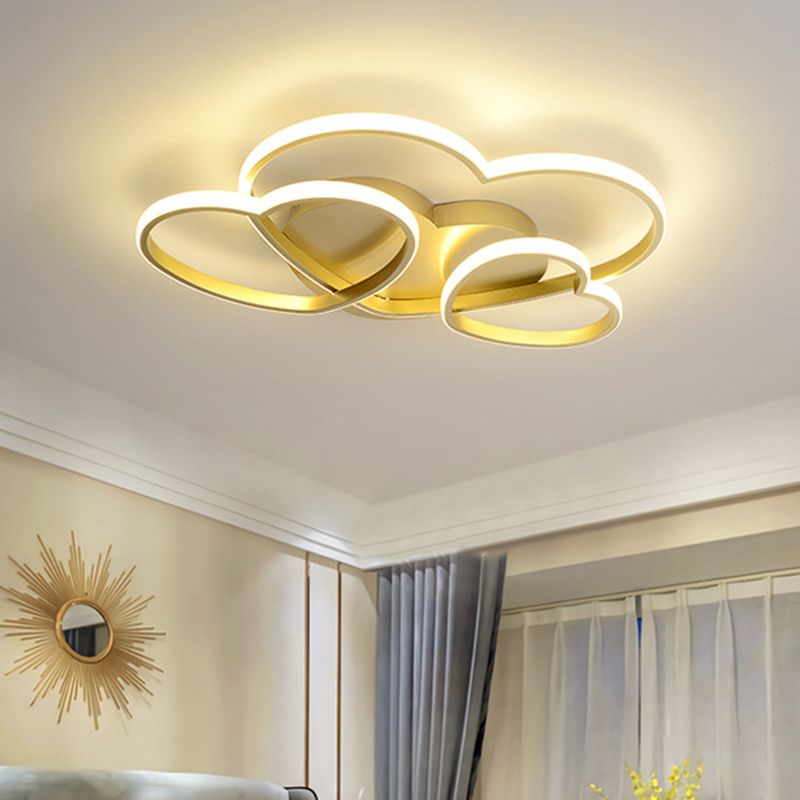 Heart Design Acrylic Ceiling Lighting Minimalist LED White/Pink/Gold Finish Flush Mount Light Fixture