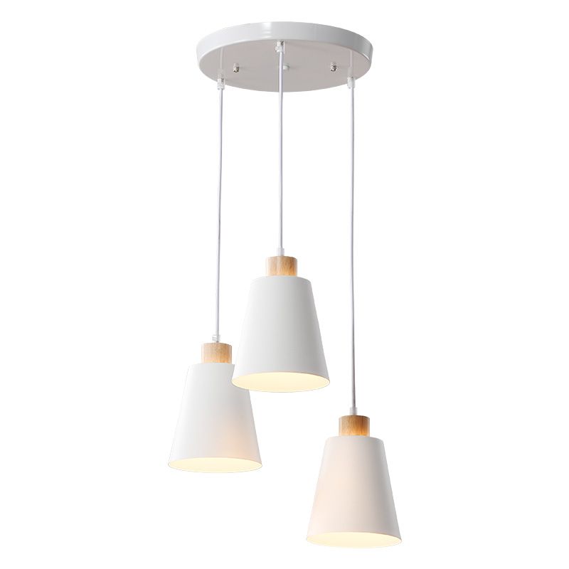 Conical Dinning Room Hanging Ceiling Light Wood Minimalist Style Hanging Lamp Kit