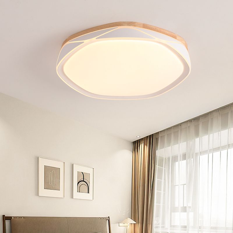 Plafonnier encastré en bois de forme géométrique, éclairage encastré moderne à 1 lumière en marron