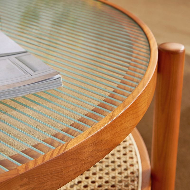 Tropical Coffee Cocktail Table Storage Solid Wood Coffee Table