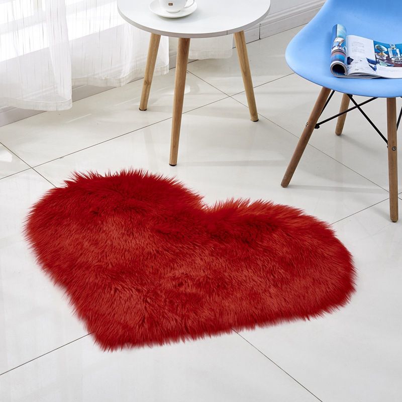 Multi-kleuren Noordse stijl Rug Faux Wol Plain Love Shape Tapijt Niet-slip achteruitgang Wasbaar huisdiervriendelijk tapijt voor thuis