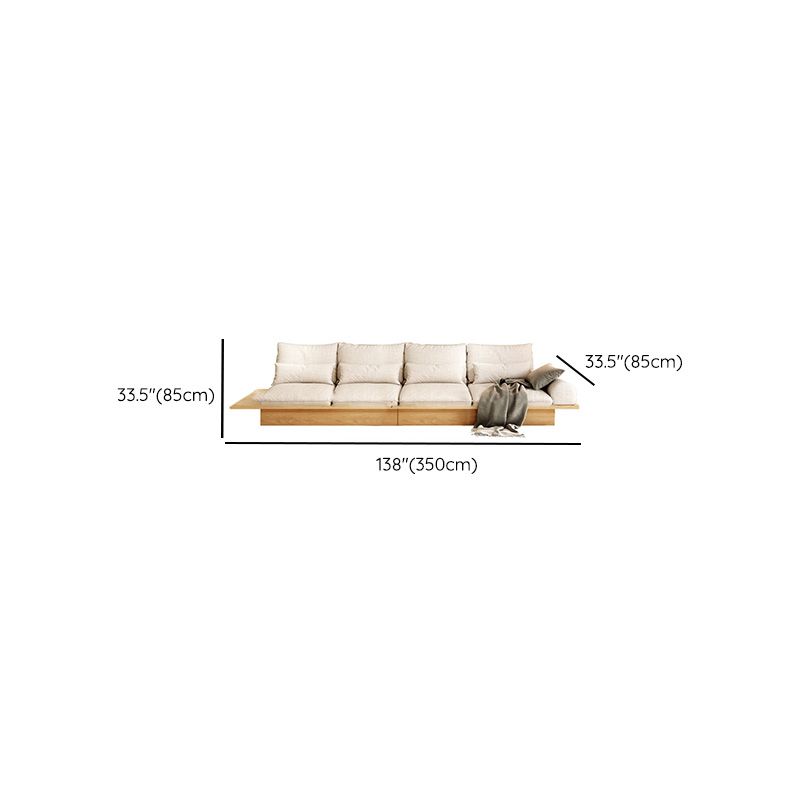 Scandinavian Fabric Living Room Sofa Loose Back White Seating