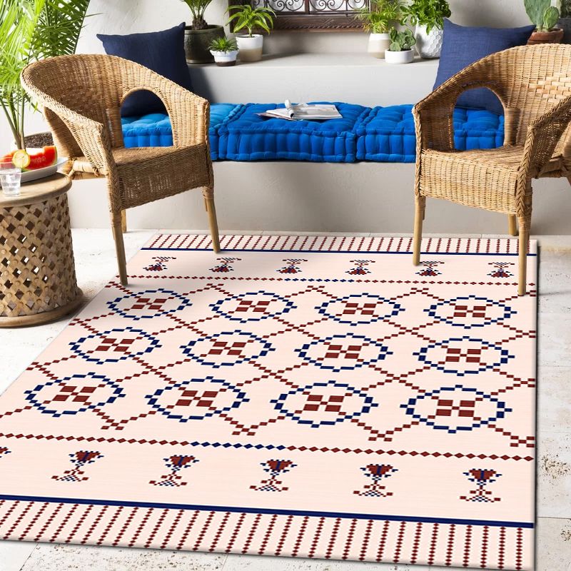 Light Orange Rug Polyester Graphic Rug Non-Slip Backing Rug for Home Decoration