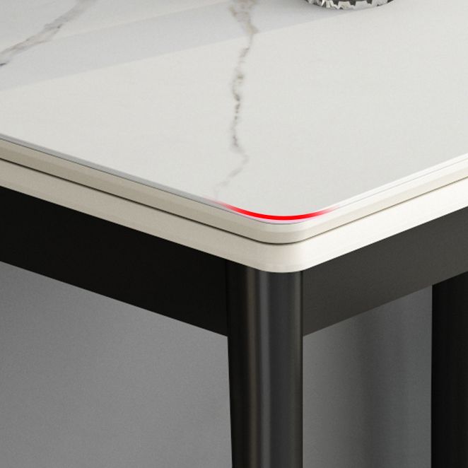 Modern Tempered Stone Top Dining Room Set 4 Legs Base for Kitchen