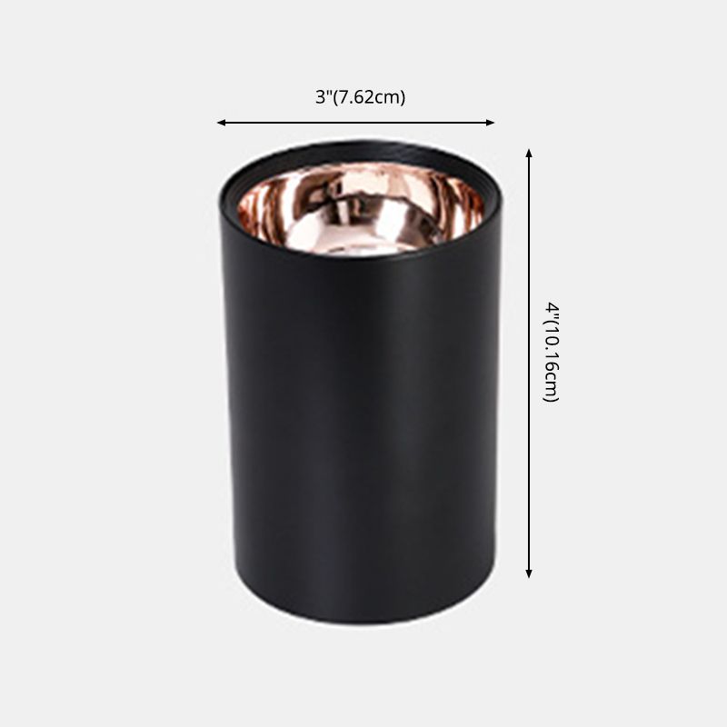 Metallic cilinder LED-inbouwlamp Minimalistisch zwart-roségouden plafondlamp voor slaapkamer