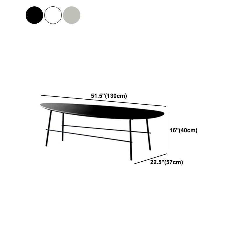 Modern Metal 3 Legs / Trestle Base Triangle / Oval Wood Top Coffee Table