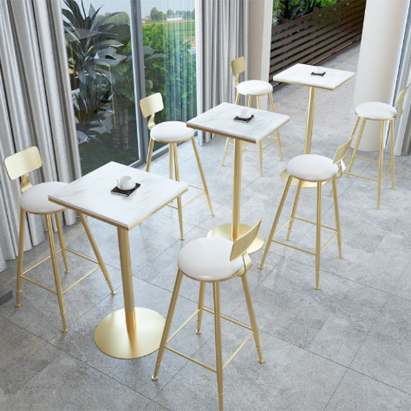 Glam Upholstered Counter Stool Low Back Stool with Gold Frame