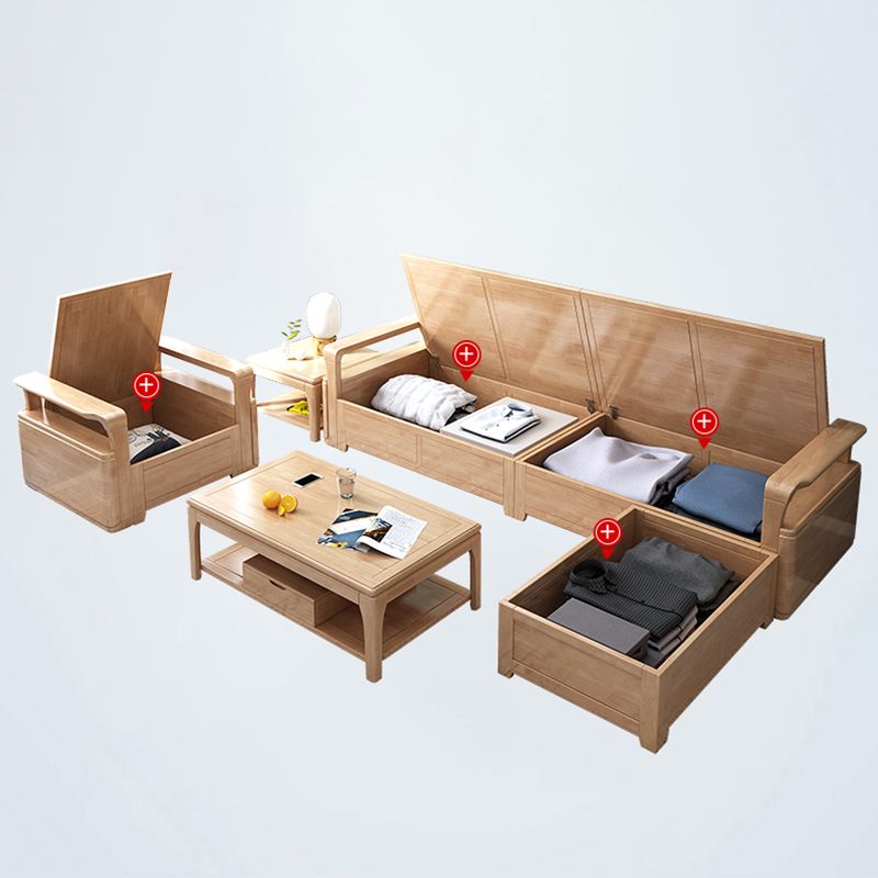 24"H Scandinavian Sectional Sofa Storage Cream Fabric Sectional