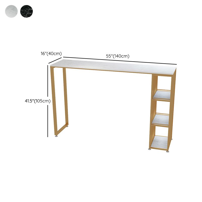 Glam Faux Marble Bar Dining Table Rectangle Bar Table for Dining Room