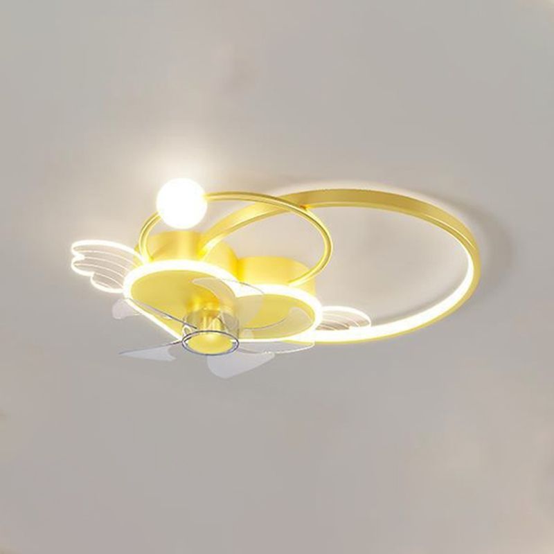 Polish Finish LED Ceiling Fan 7-Blade Children Fan with Light for Home
