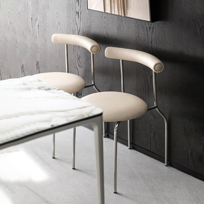 Kitchen Open Back Dining Chair Home Metal Armless Side Chair