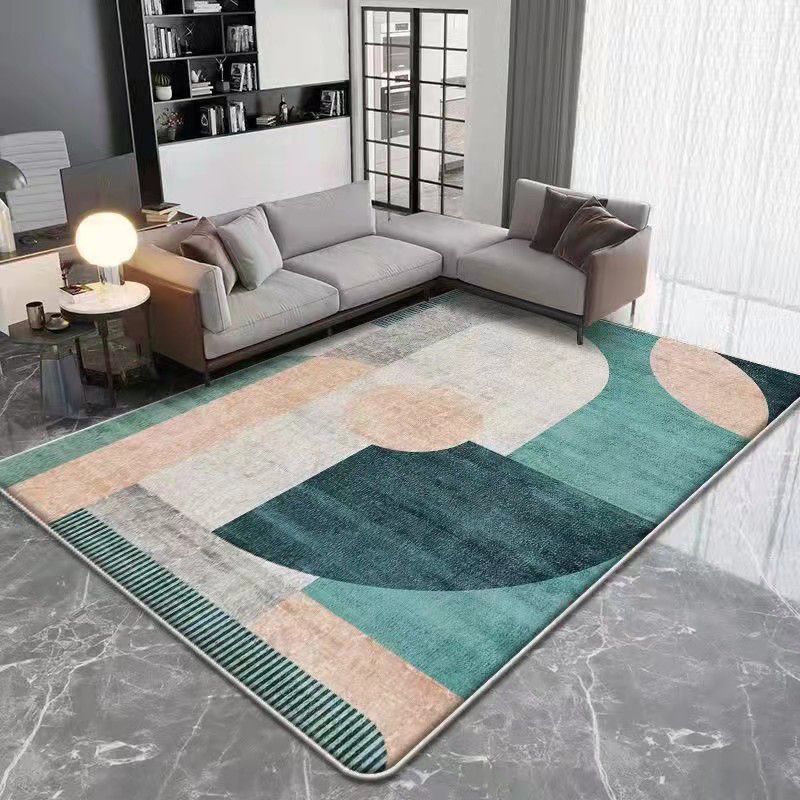 Green Modern Rug Polyester Circle Rug Washable Rug for Living Room