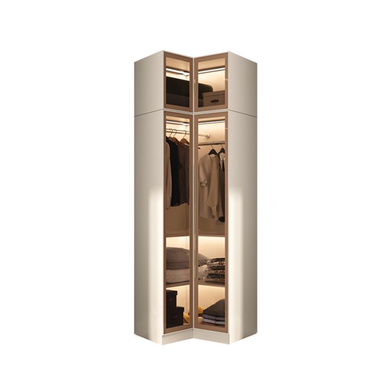 Modern Hinged Door Wardrobe for Home White Cabinet with Glass Door