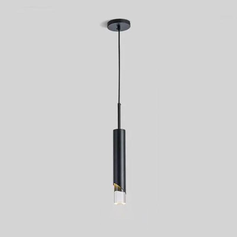 Cylindrical Acrylic LED Hanging Light in Modern Simplicity Wrought Iron Pendant Light for Bedroom