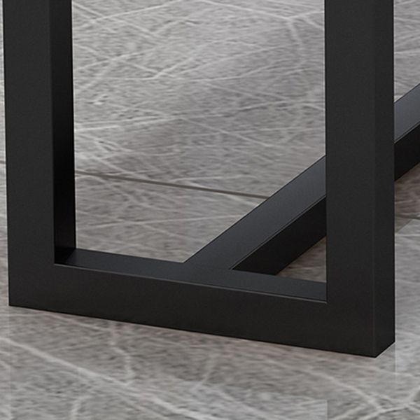 Rectangle Dining Table Simplicity Dinner Room Solid Wood Table with Metallic Base