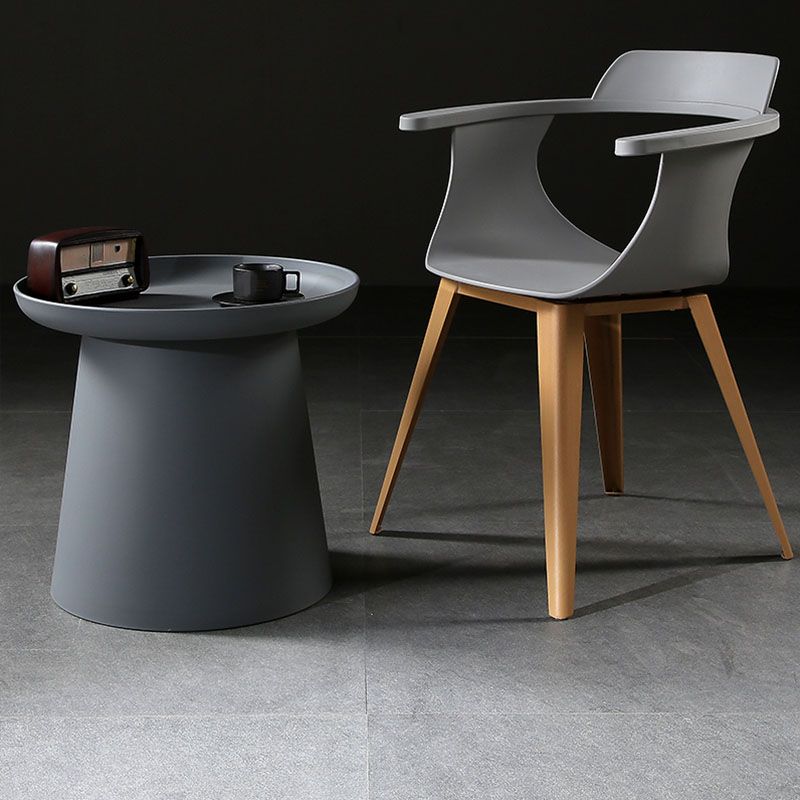 Modern Open Back Side Chair Plastic Arm Chair with Metal Base for Dining Room