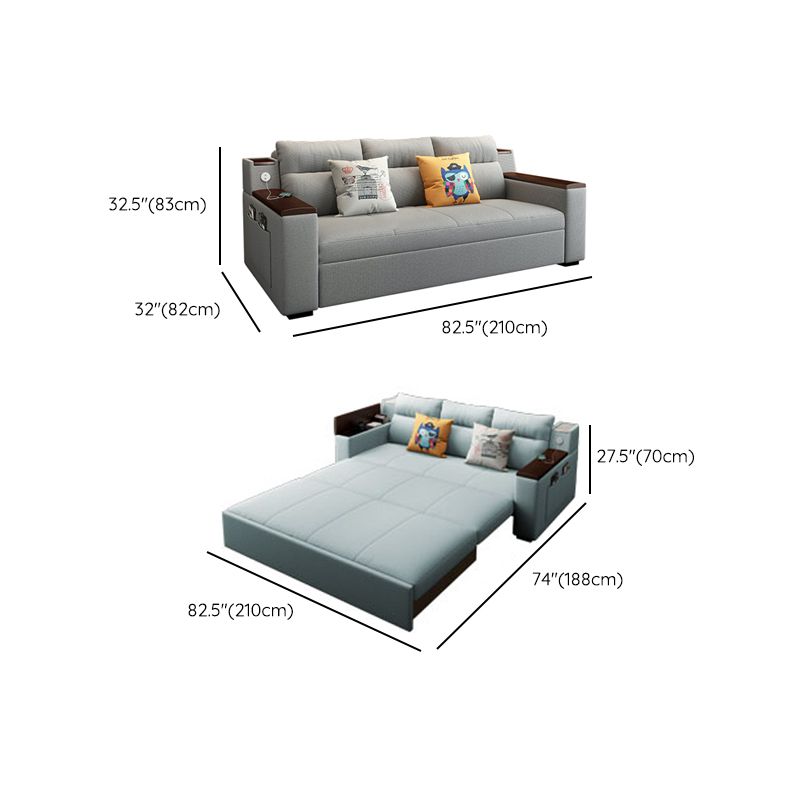 Contemporary Futon Sleeper Sofa Square Arms Futon and Mattress with Storage
