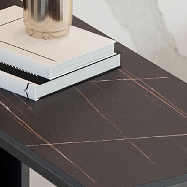 Dining Room Marble Counter-height Pub Table Rectangle Double Pedestal Bar Table