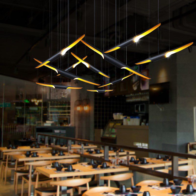 Industrial Pendant Light Linear Shape Island Lamp with Metal Shade for Living Room