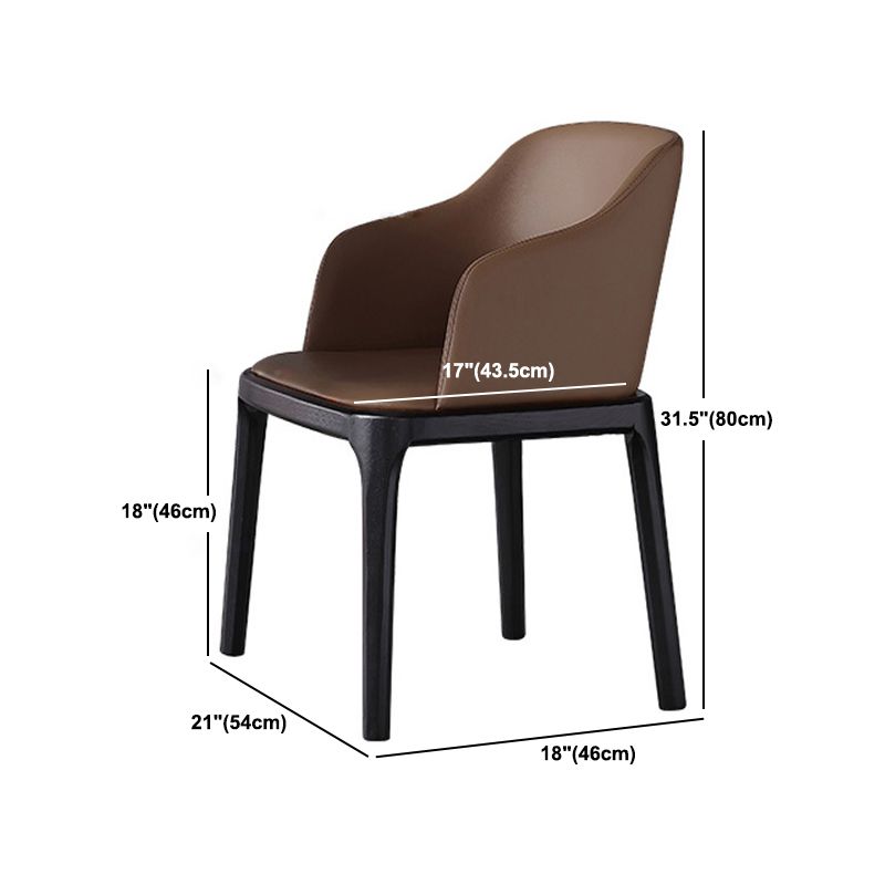 Brown Contemporary Dining Accent Chair Black Oak Wood Legs Dining Chair