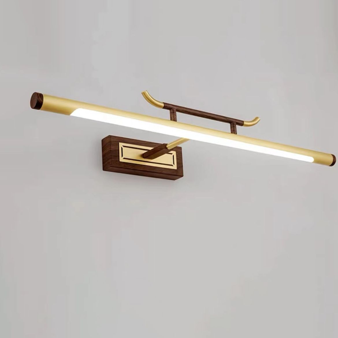 Specchio dritto in ottone luce cinese in stile cinese lampada a parete singola per bagno