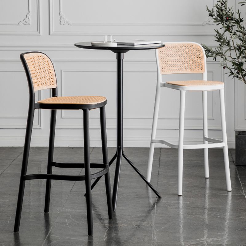 Nordic Backrest Counter Stool with Metal Base Plastic Armless Bar Chair