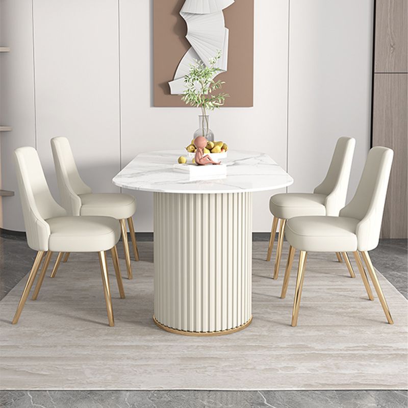 White Base Dining Room Table Modern Style Stone Table for Kitchen
