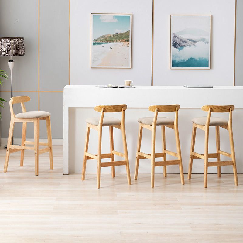 Industrial Armless Backrest Counter Stool Rubber Wood Cafe Bar Stool with Pedal