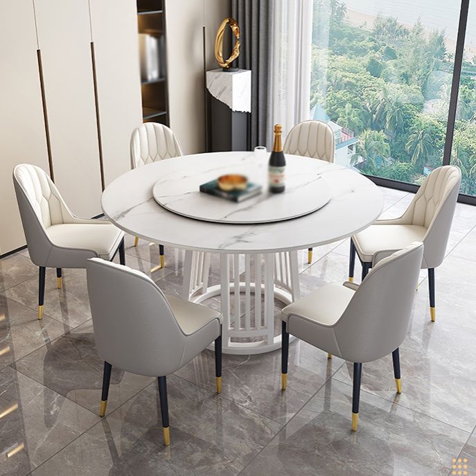 Modern 1/2/7 Pieces Dining Set Round Sintered Stone Dining Table for Dining Room