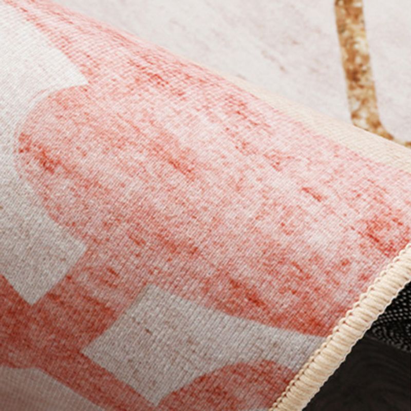 Soft Red Classic Carpet Polyester Moroccan Pattern Indoor Rug Washable Rug for Bedroom