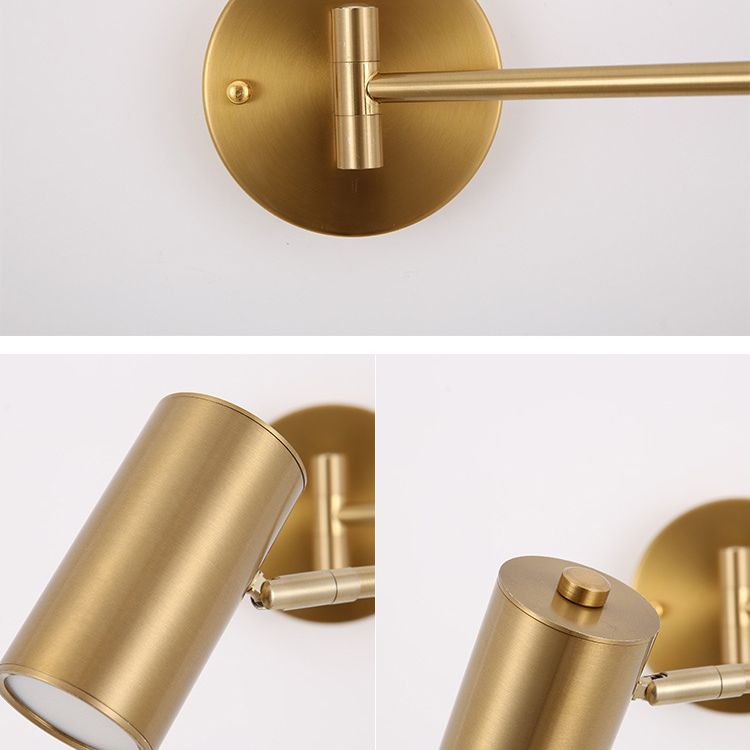 Post moderna estilo de pared de metal cilíndrica de estilo moderno con el brazo oscilante de la luz de la cama de la cama del brazo de la cabecera.