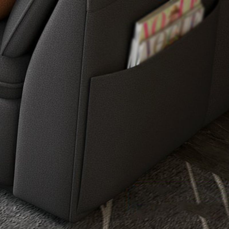 Stain-Resistant Faux Leather Flared Arm Sectional with Pillowed Back Cushions