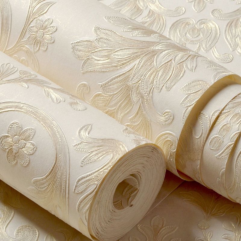 Rouleau de papier peint luxueux de couleur douce, décoration murale en jacquard de 54,2 pieds carrés pour le salon