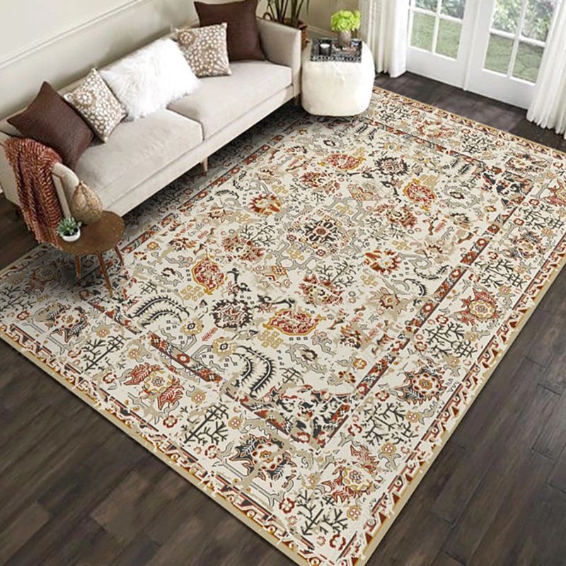 Nostalgia Floral Pattern Rug Polyester Indoor Rug Pet Friendly Area Carpet for Home Decoration