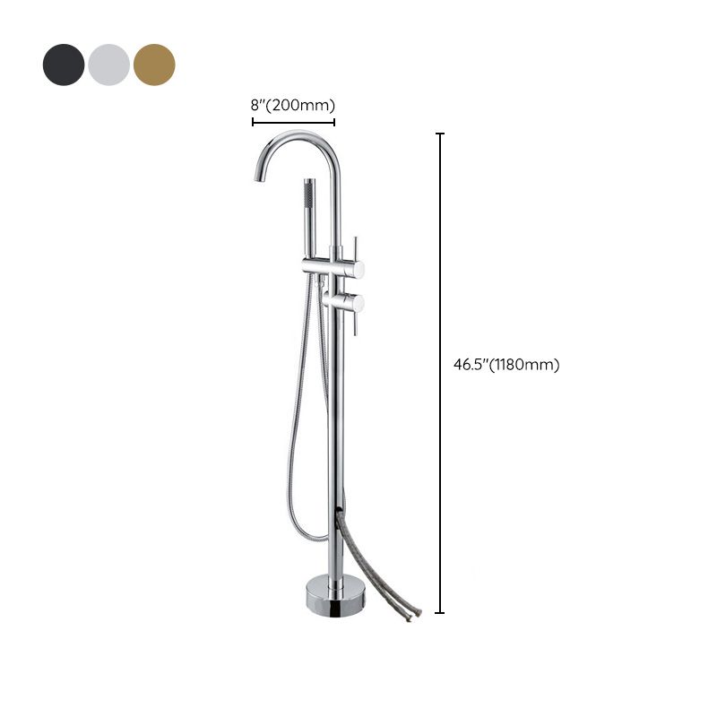Modern Freestanding Tub Faucet Copper Floor Mounted Two Handle Freestanding Bathtub Faucet