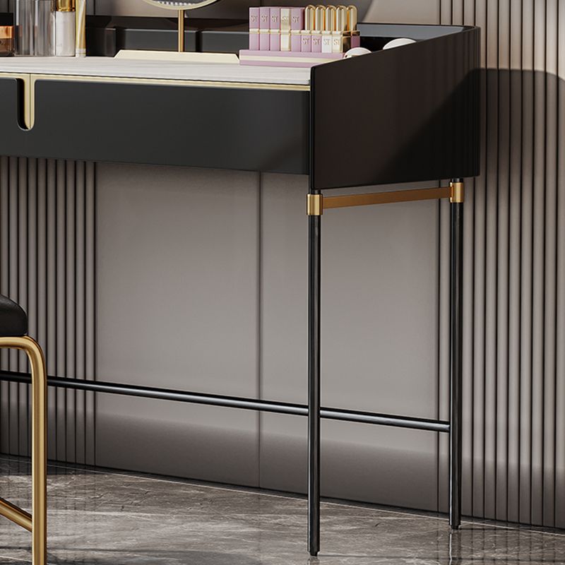 Modern Black Vanity Makeup Stone Top Dressing Table with Storage