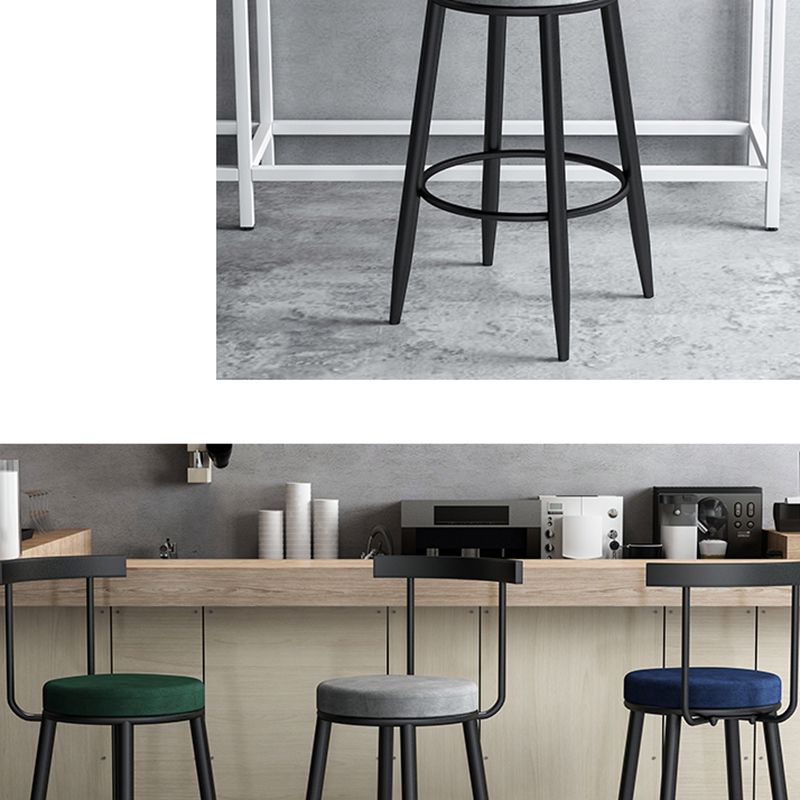 Modern Style Iron Bar Stool Low Back and Footrest Living Room Simple Bar Stool