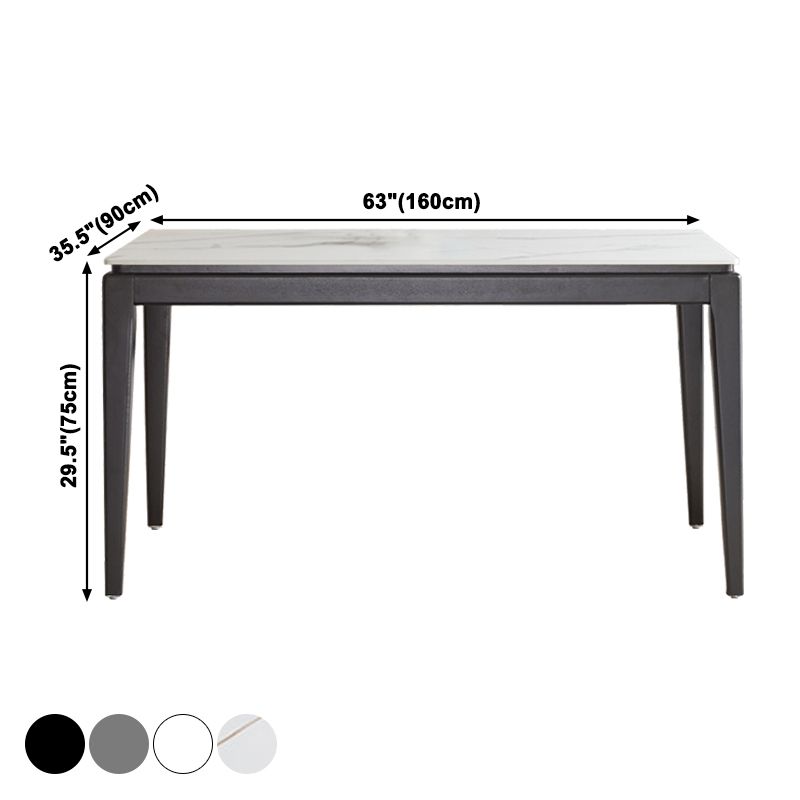 Moderne stijl thuis gesinterde stenen eettafel rechthoekige vormtafel met 4 potenbasis