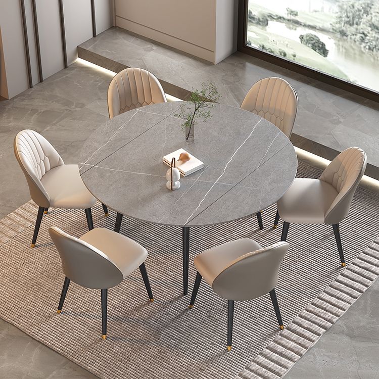 Table ronde supérieure en pierre péout pour le restaurant Table à manger moderne avec 4 jambes