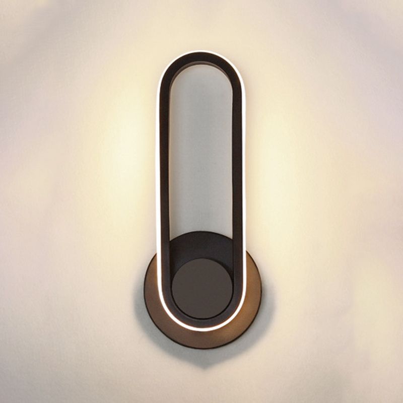 Modern Style Elliptical Shape Wall Sconce Metal 1 Light Wall Light for Bedroom
