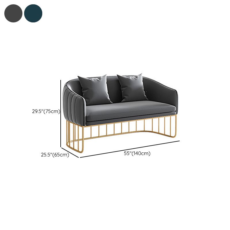 Contemporary Blue/Gray Sofa with Tuxedo Arm and Pillows for Apartment
