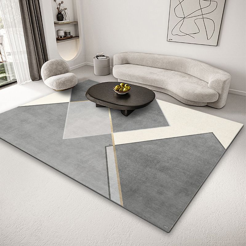 Geometric Pattern Rug Rectangle Shape Stain Resistant Shape Rug for Home Decor