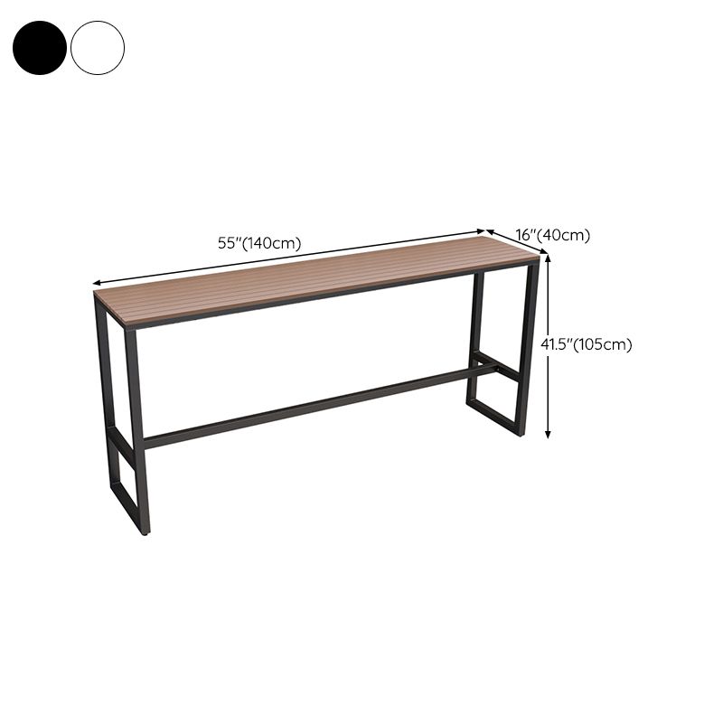 Rectangle Brown Top Bar Table Trestle Base Dining Table for Coffee Room