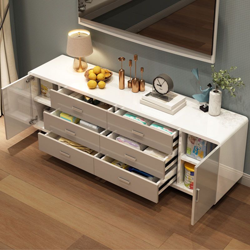 Bedroom Wooden Storage Chest Dresser Horizontal Storage Chest Dresser in White and Grey