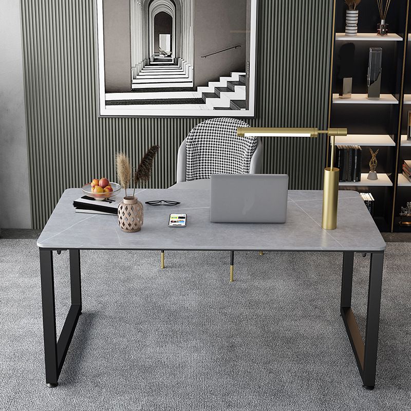 Contemporary Writing Desk 29.5" H Rectangular Office Desk with Metal Legs