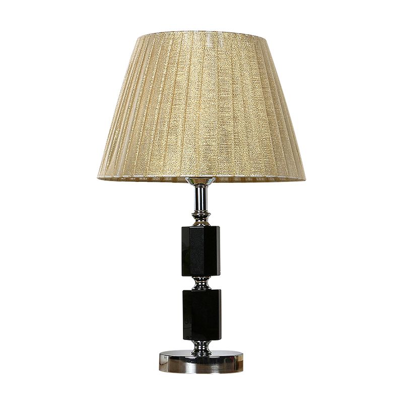 Lampada da tavolo con paralume plissettato in cristallo Simplicity Illuminazione notturna a 1 luce in beige per camera da letto