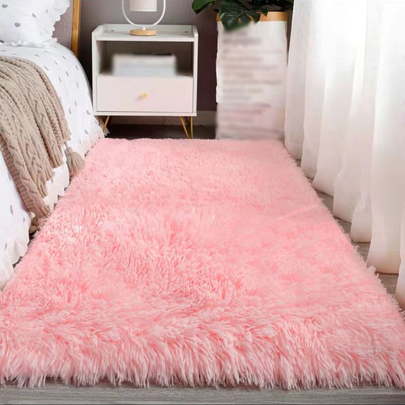 Simplicity Solid Color Area Carpet Washable Rug Polyester Non-Slip Shag Carpet for Living Room