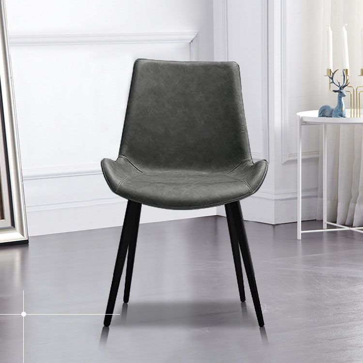 Silla auxiliar de cuero moderna para hotel, silla de comedor con respaldo sólido y acabado mate (juego de 2)